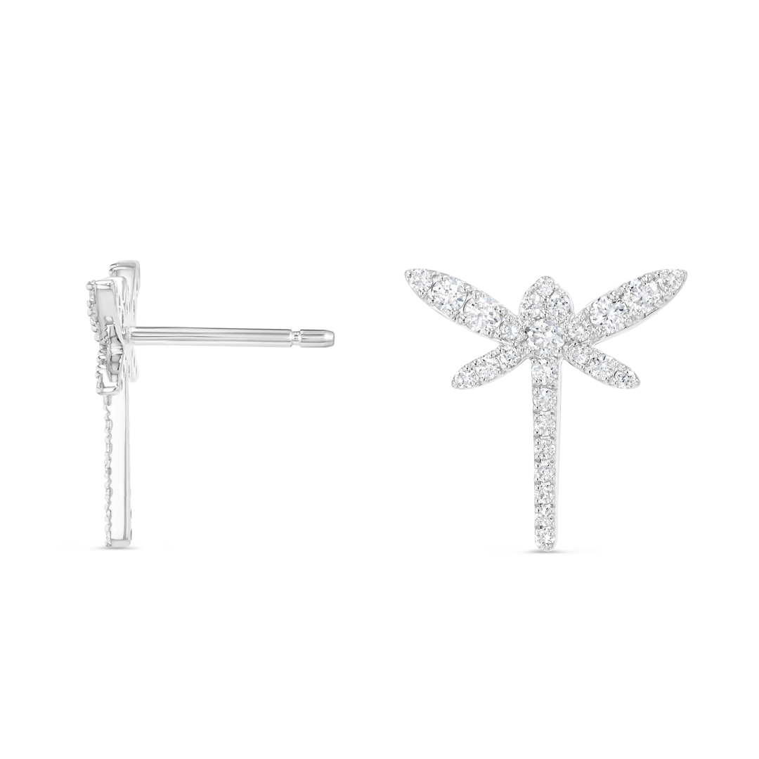 Dragonfly Natural Diamond Earrings White Gold