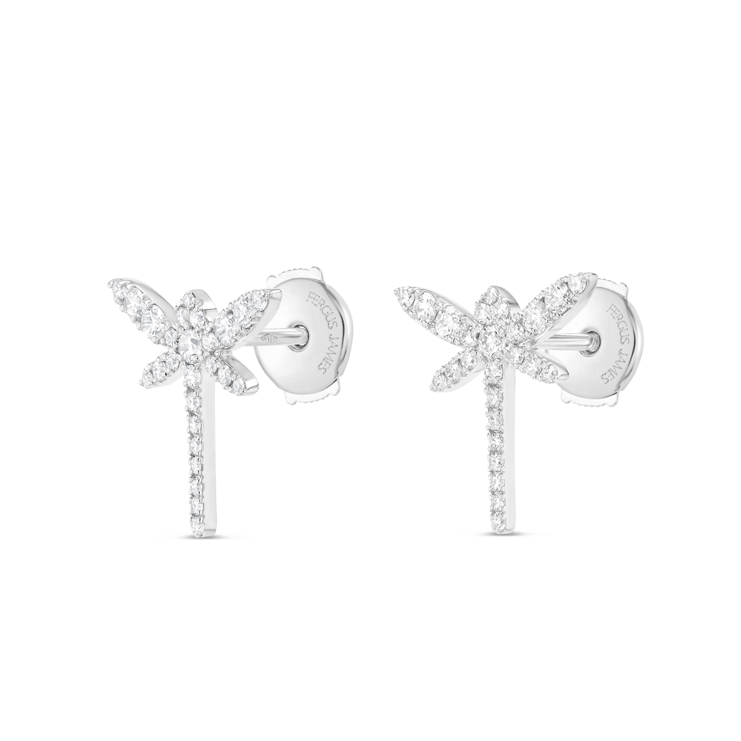 Dragonfly Natural Diamond Earrings White Gold