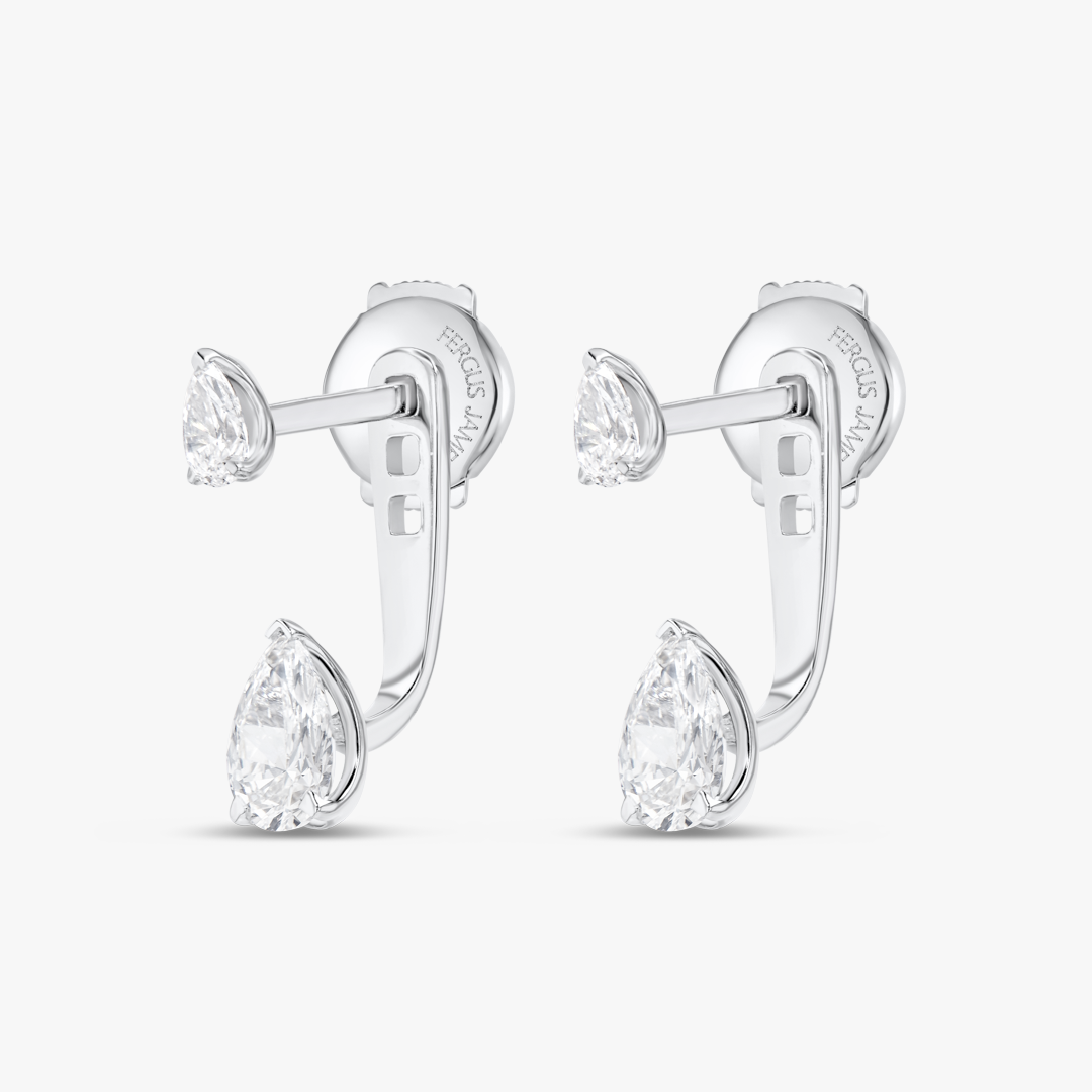 Pear Shaped Natural Diamond Slider Earrings White Gold