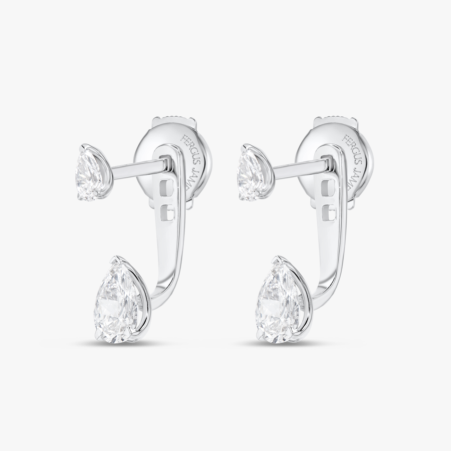 Pear Shaped Natural Diamond Slider Earrings White Gold