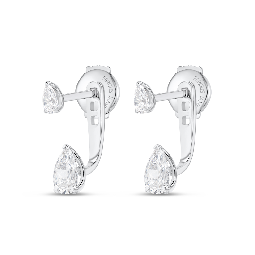 Pear Shaped Natural Diamond Slider Earrings White Gold