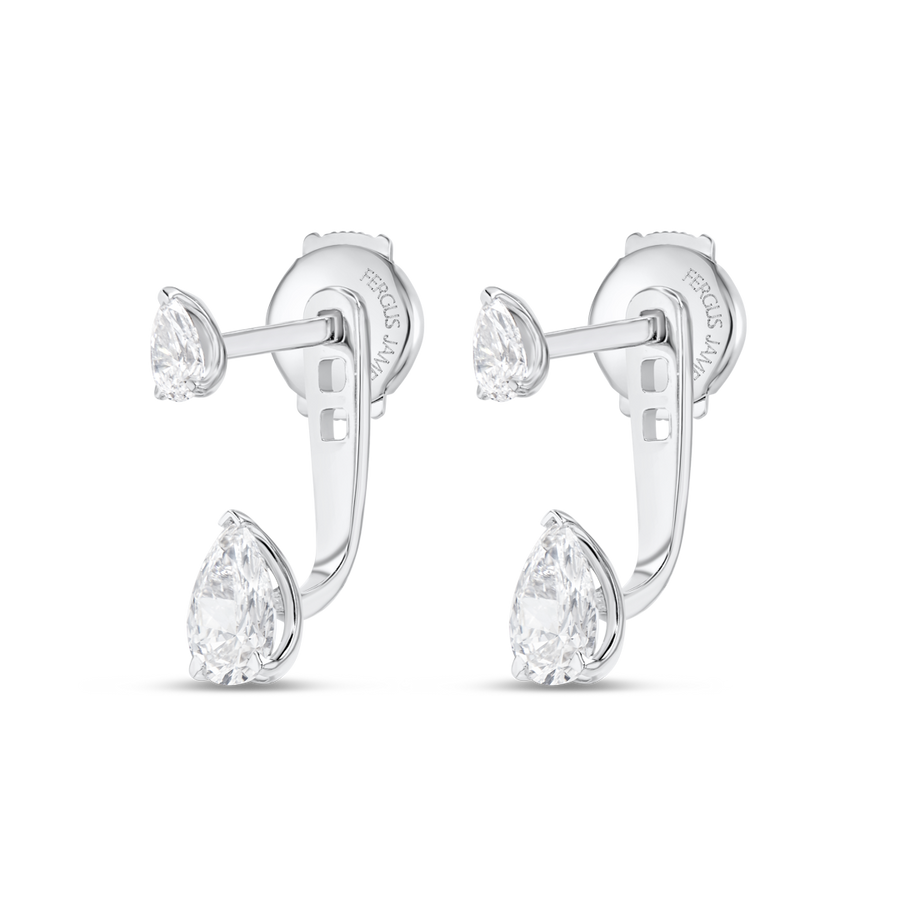 Pear Shaped Natural Diamond Slider Earrings White Gold
