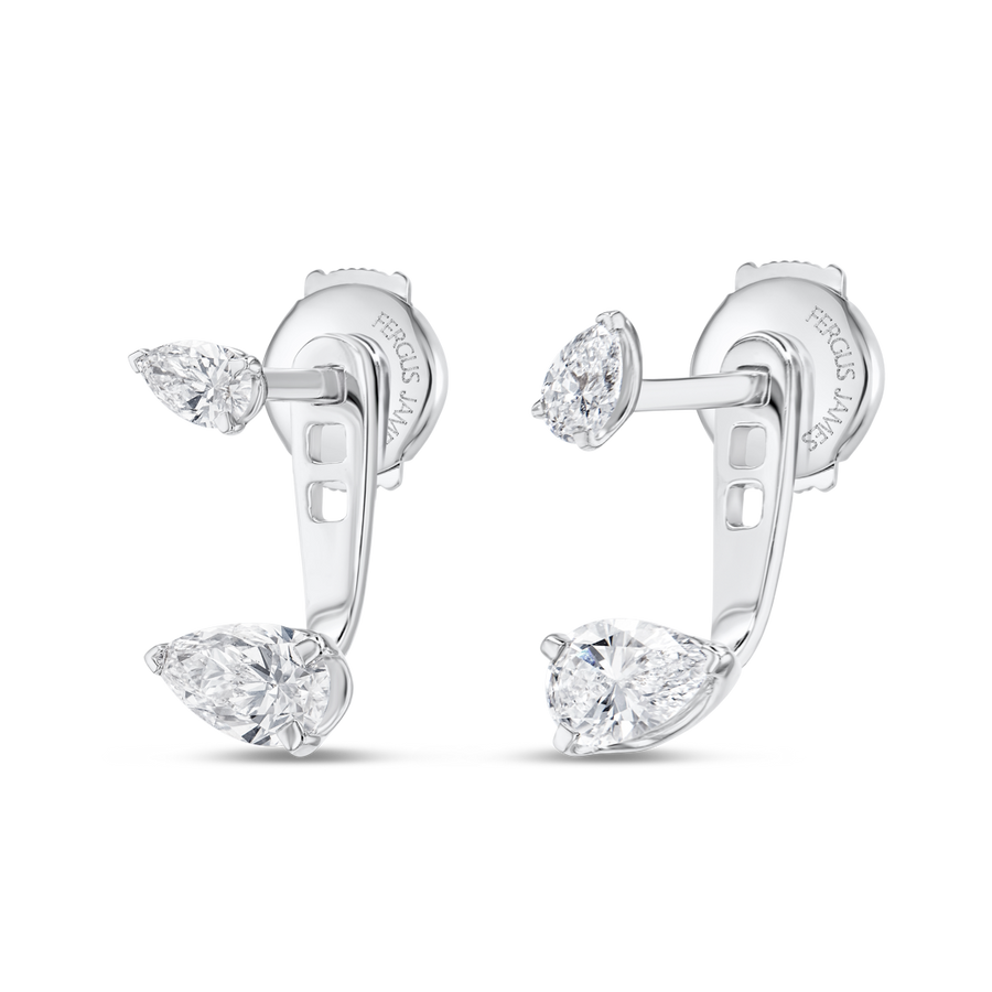 Angled Pear Shaped Natural Diamond Slider Earrings White Gold