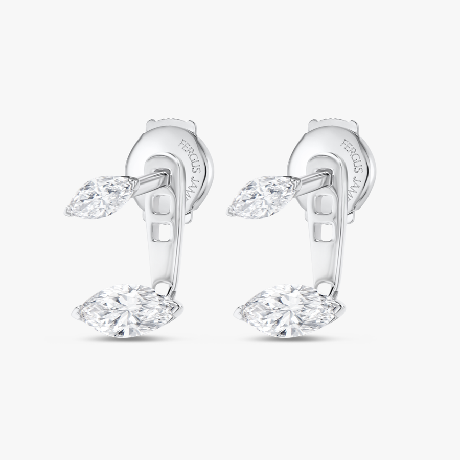 Marquise Shaped Natural Diamond Slider Earrings White Gold