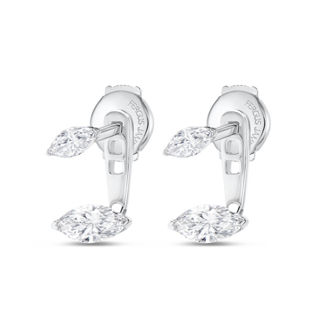 Marquise Shaped Natural Diamond Slider Earrings White Gold