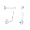 Angled Asscher Shaped Natural Diamond Slider Earrings White Gold