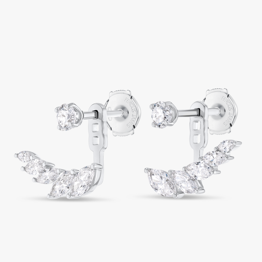 Marquise Angel Wings Natural Diamond Slider Earrings White Gold