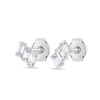 Ladder Natural Diamond Baguette Earrings White Gold