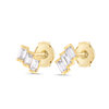 Ladder Natural Diamond Baguette Stair Earrings Yellow Gold
