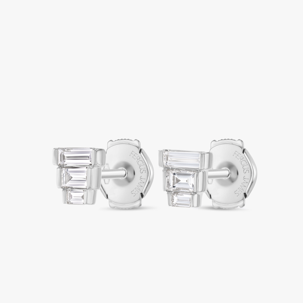 Trio Natural Diamond Baguette Earrings White Gold
