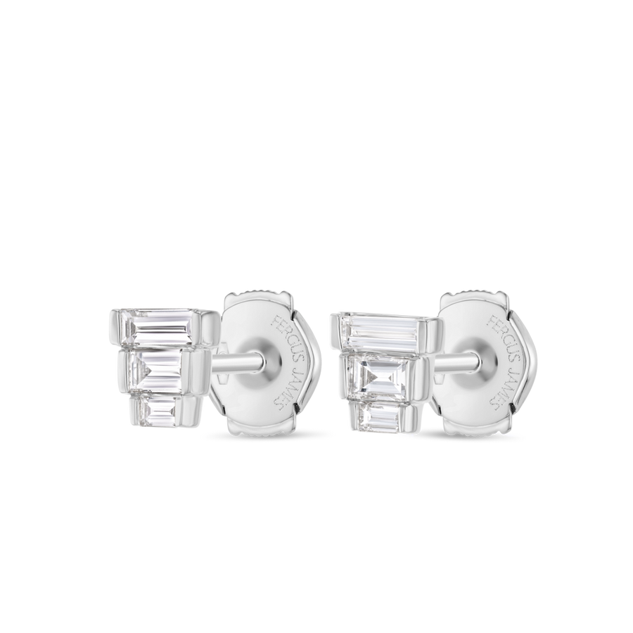 Trio Natural Diamond Baguette Earrings White Gold