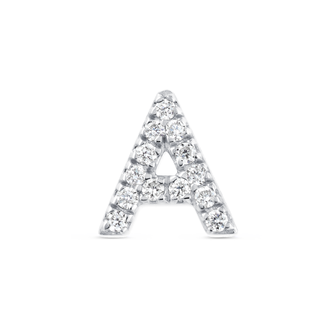 A Letter Natural Diamond Single Stud Earring White Gold