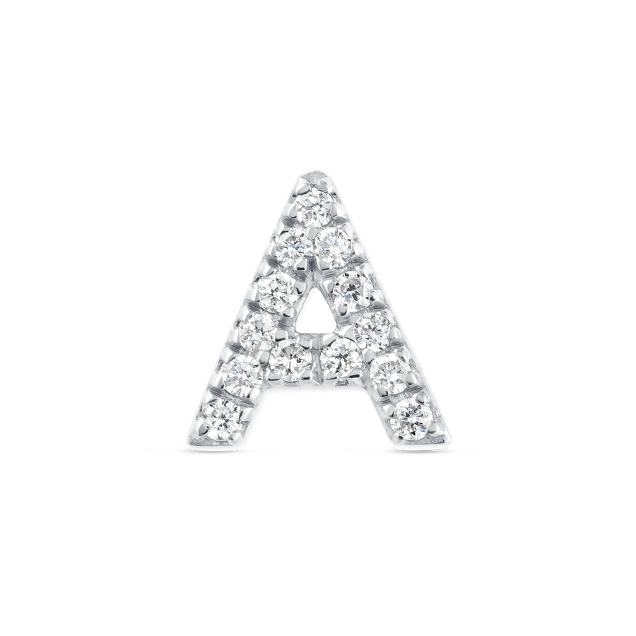 A Letter Natural Diamond Single Stud Earring White Gold