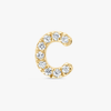 C Letter Natural Diamond Single Stud Earring Yellow Gold