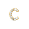 C Letter Natural Diamond Single Stud Earring Yellow Gold