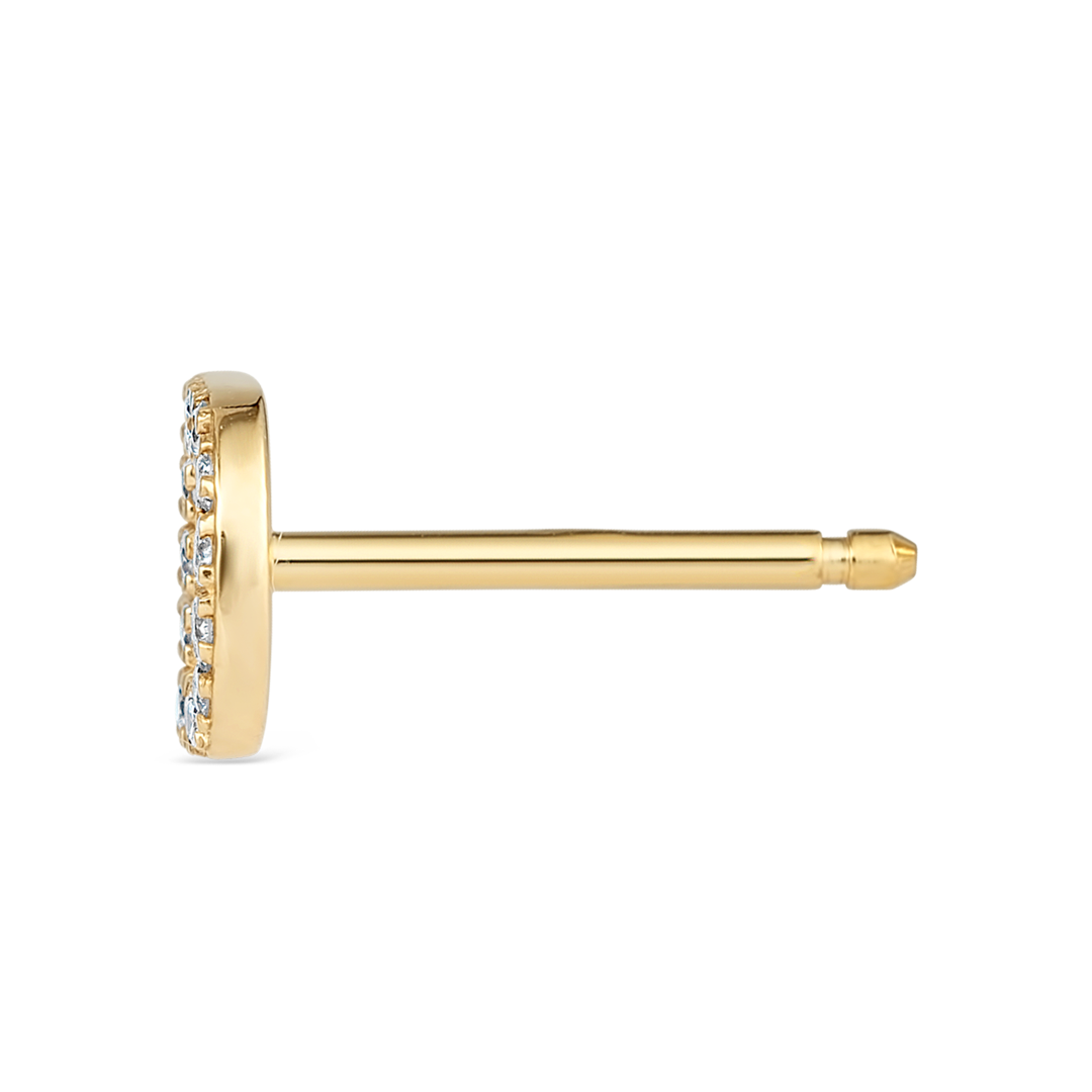 D Letter Natural Diamond Single Stud Earring Yellow Gold
