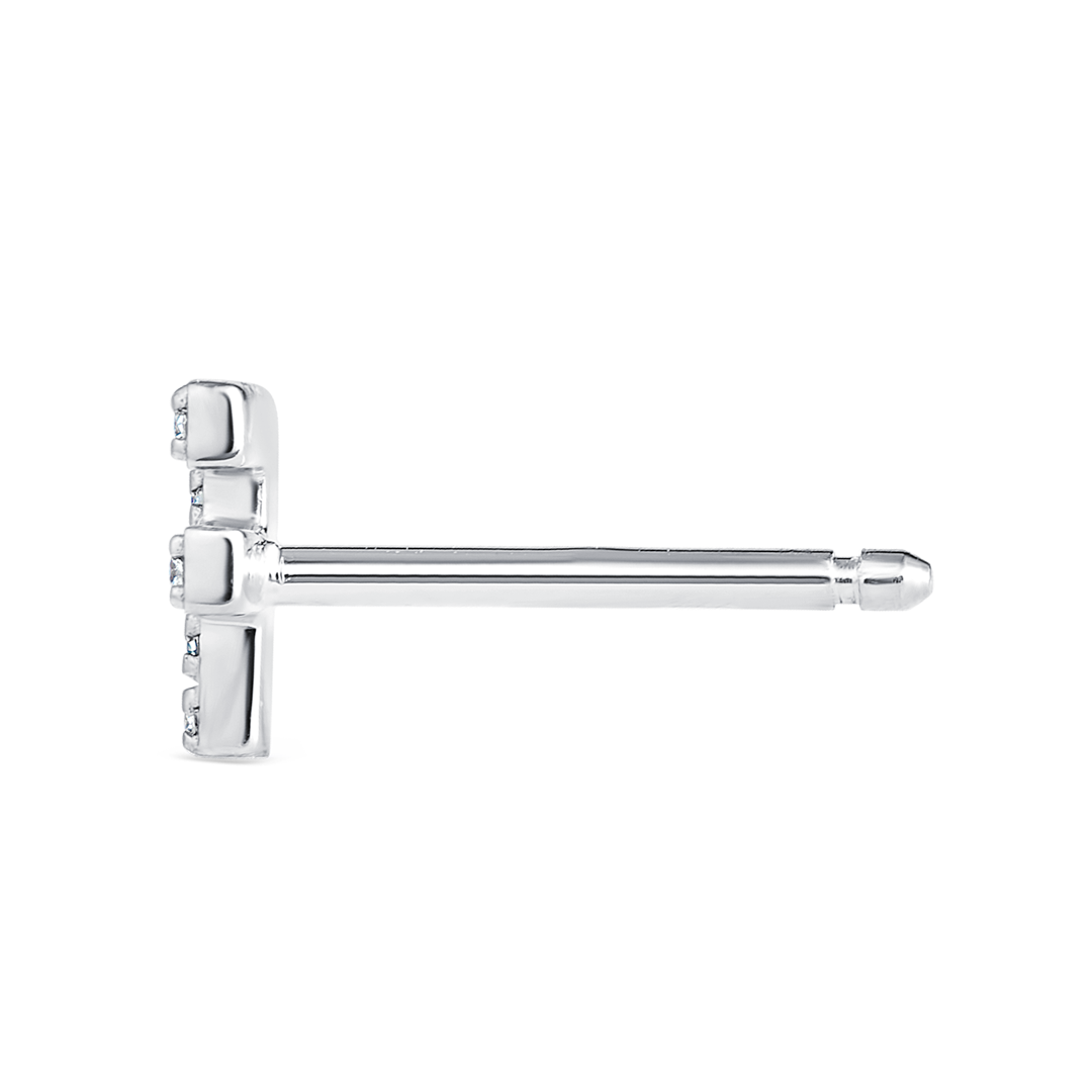 F Letter Natural Diamond Single Stud Earring White Gold
