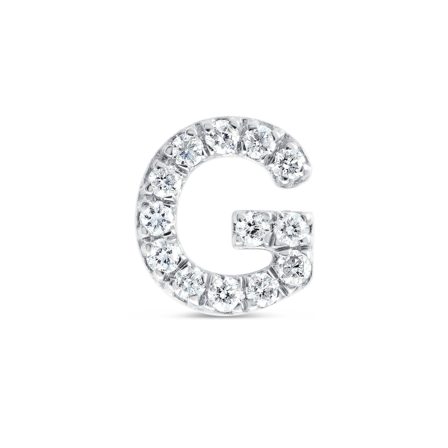 G Letter Natural Diamond Single Stud Earring White Gold