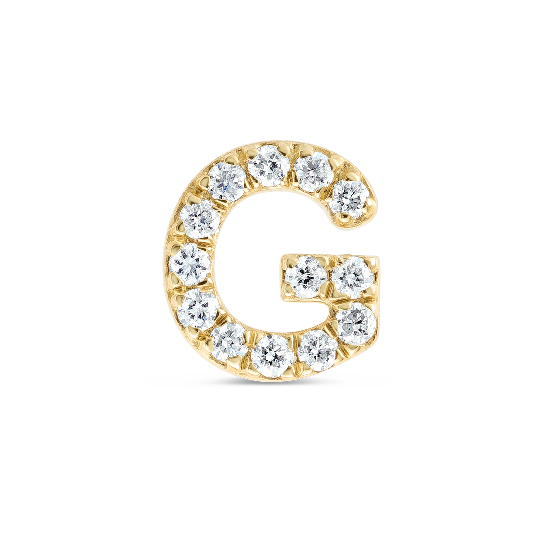 G Letter Natural Diamond Single Stud Earring Yellow Gold