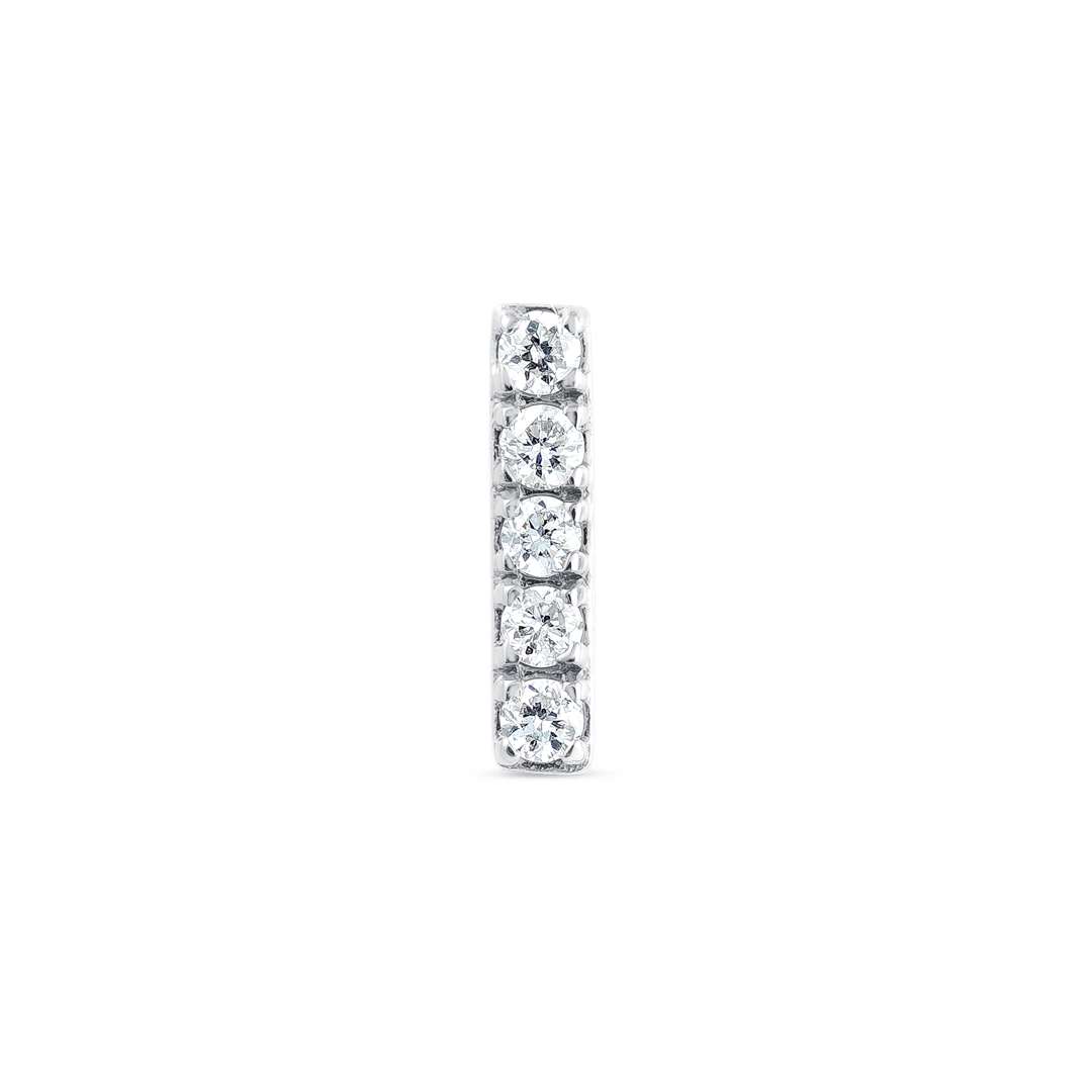 I Letter Natural Diamond Single Stud Earring White Gold