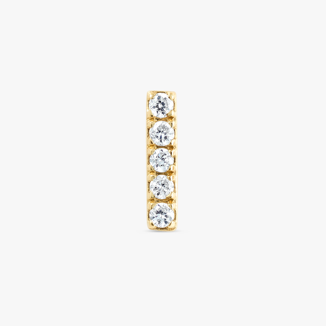 I Letter Natural Diamond Single Stud Earring Yellow Gold