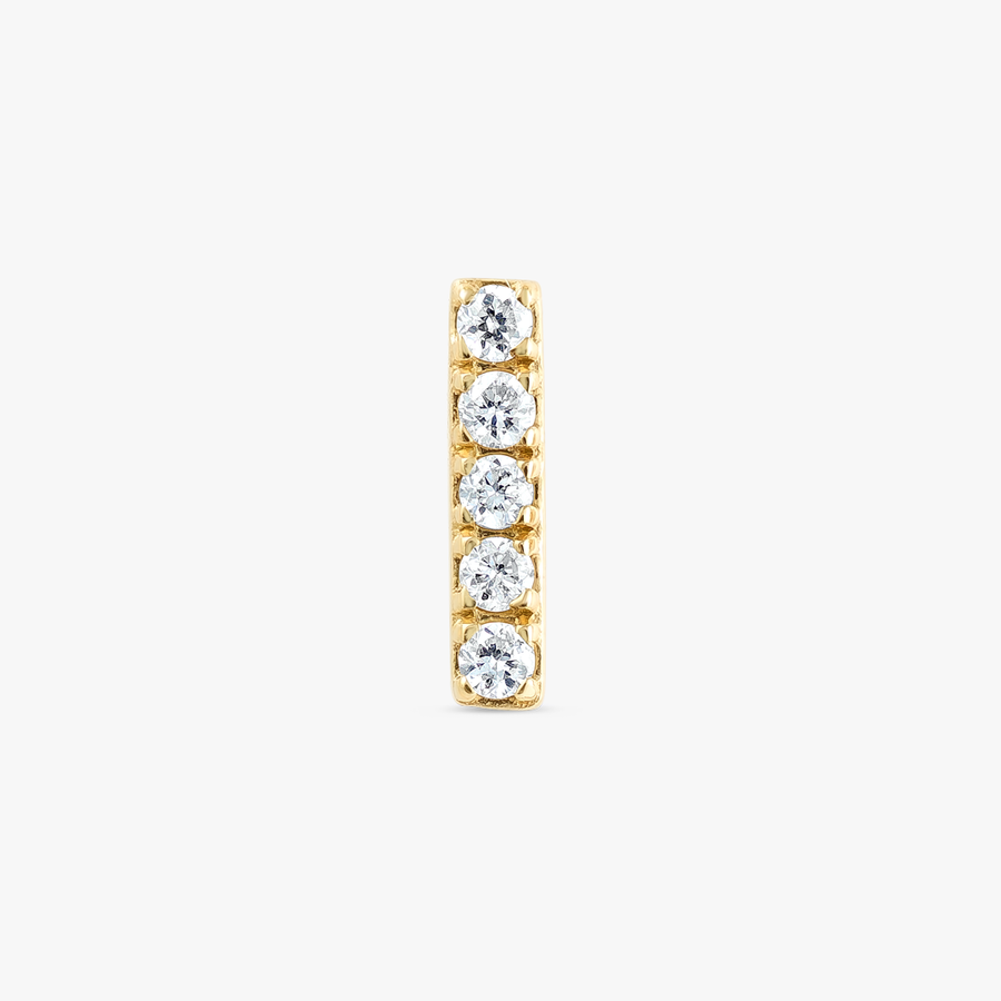 I Letter Natural Diamond Single Stud Earring Yellow Gold