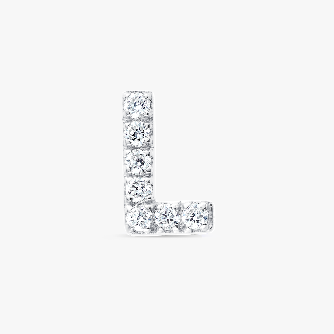L Letter Natural Diamond Single Stud Earring White Gold