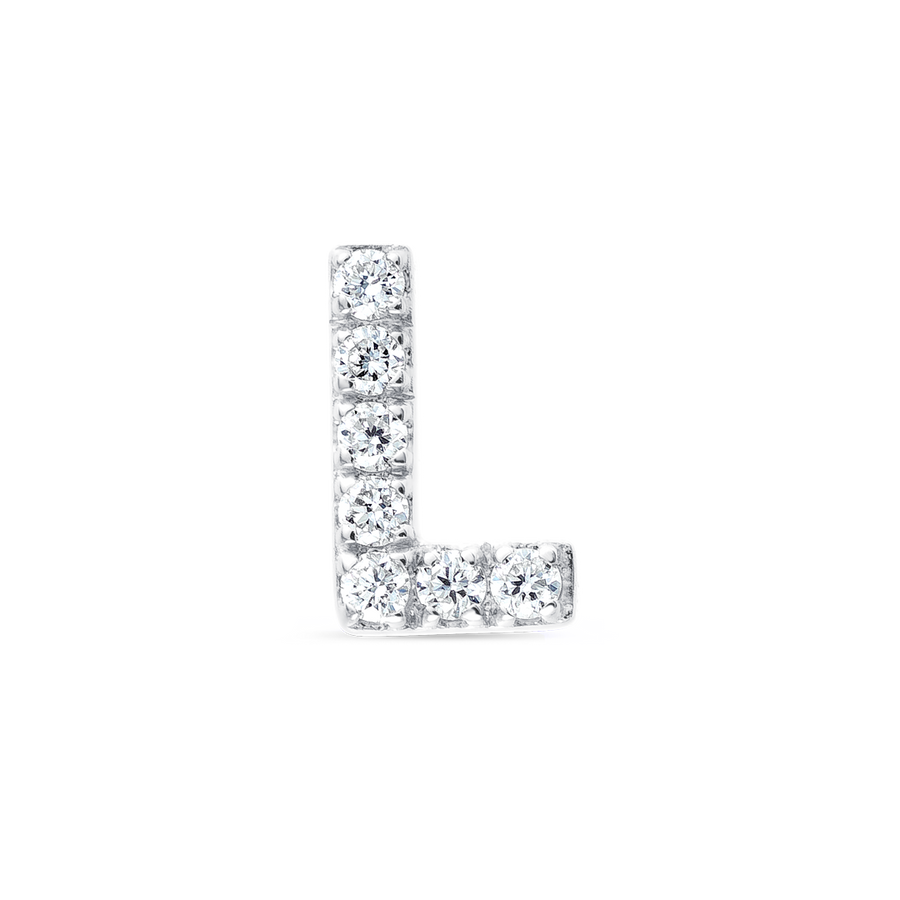 L Letter Natural Diamond Single Stud Earring White Gold