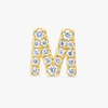 M Letter Natural Diamond Single Stud Earring Yellow Gold