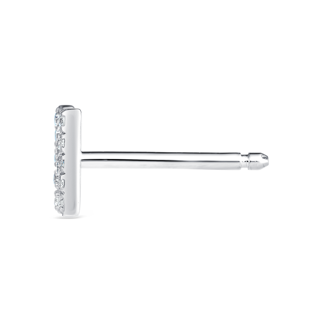 N Letter Natural Diamond Single Stud Earring White Gold