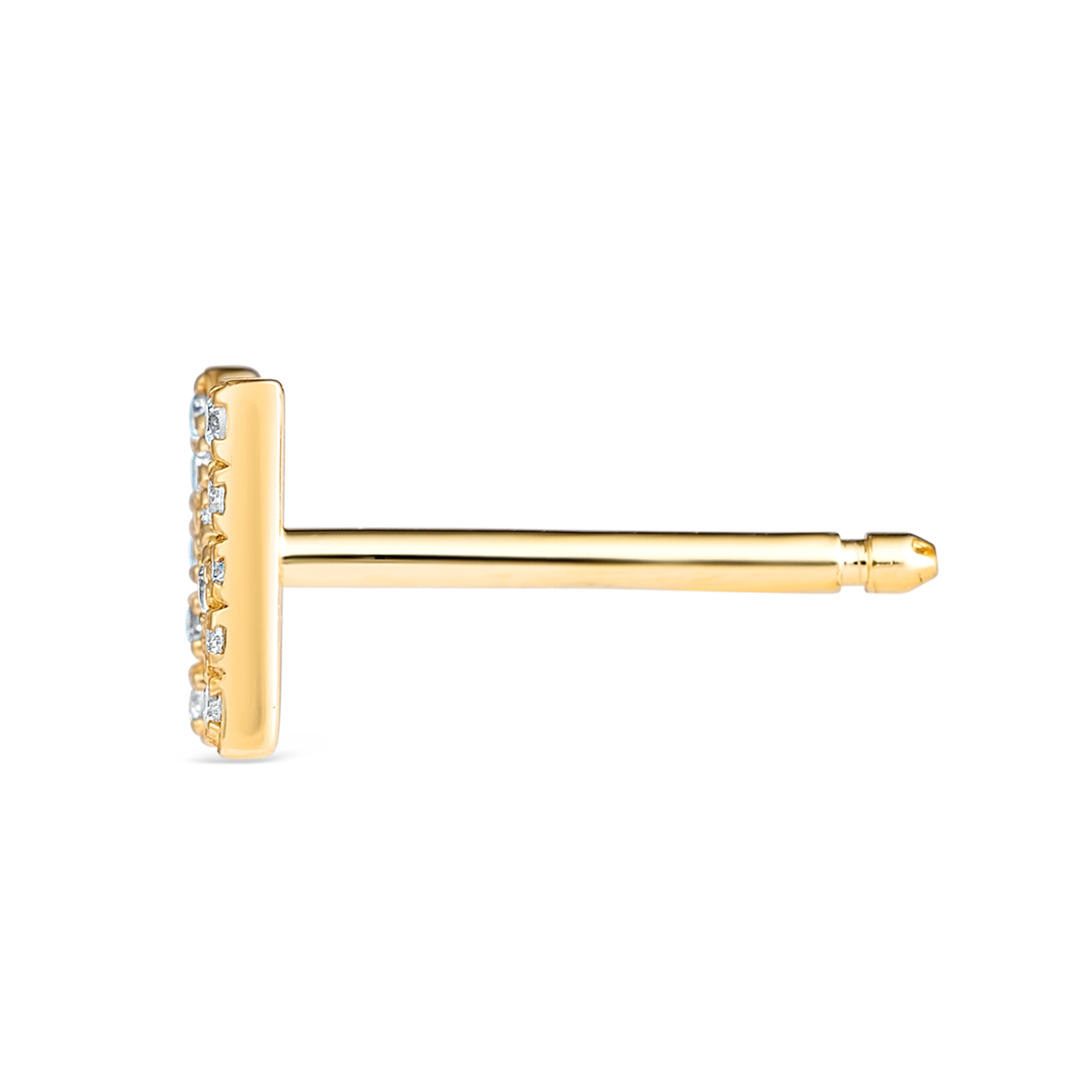 N Letter Natural Diamond Single Stud Earring Yellow Gold