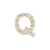 Q Letter Natural Diamond Single Stud Earring Yellow Gold