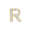 R Letter Natural Diamond Single Stud Earring Yellow Gold