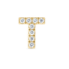 T Letter Natural Diamond Single Stud Earring Yellow Gold