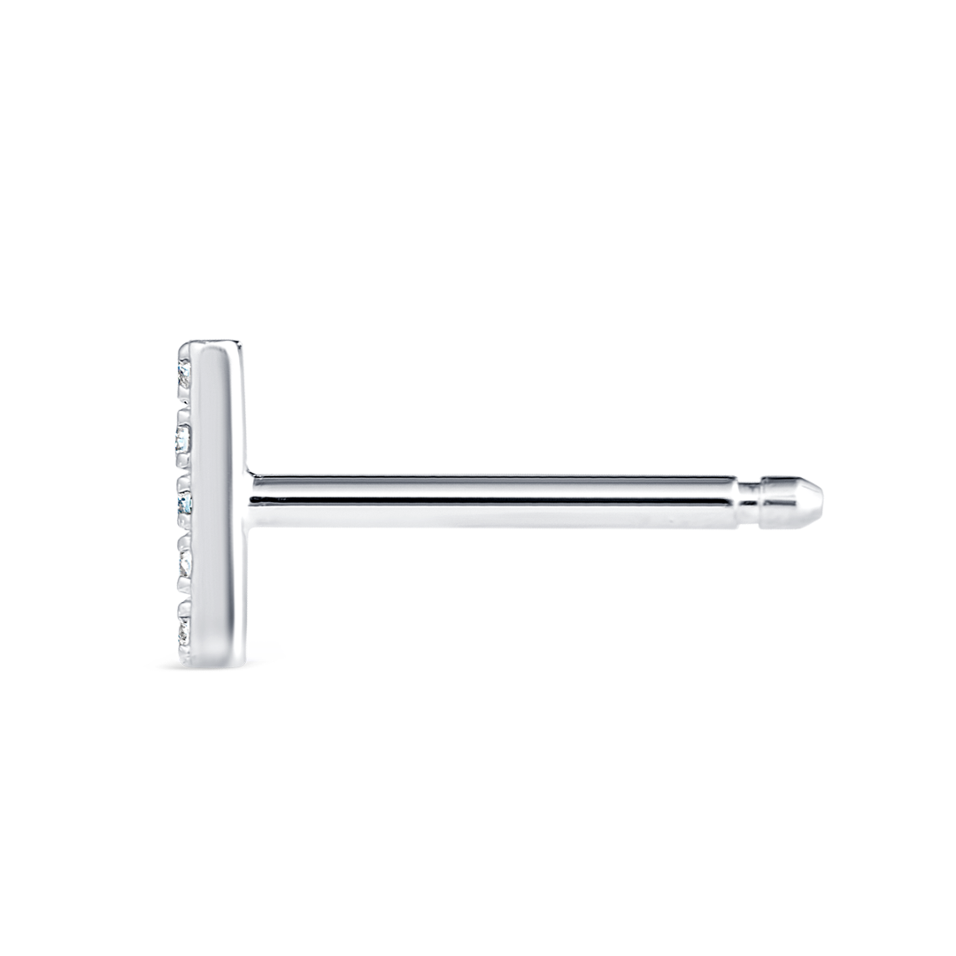 U Letter Natural Diamond Single Stud Earring White Gold