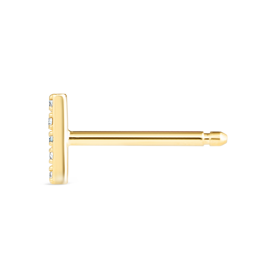 U Letter Natural Diamond Single Stud Earring Yellow Gold