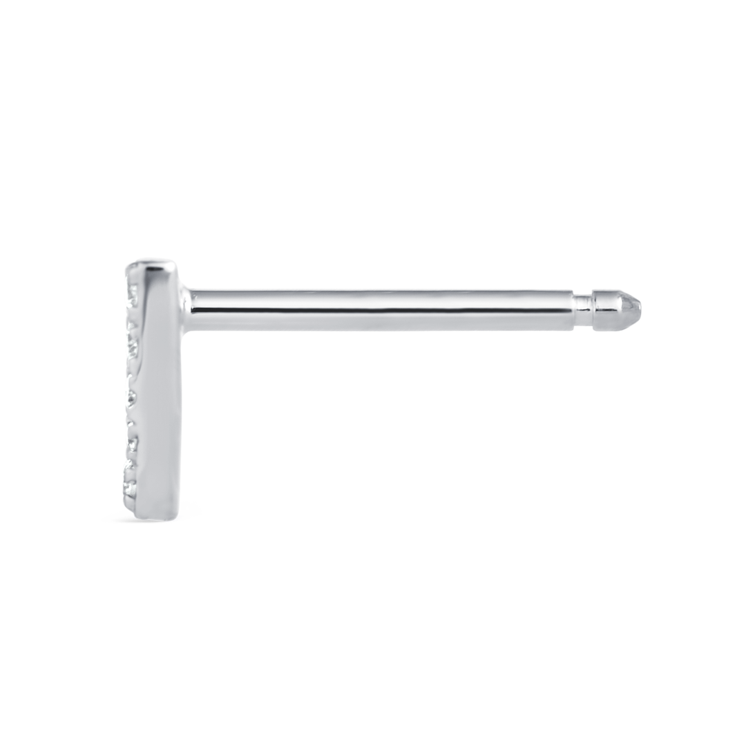 W Letter Natural Diamond Single Stud Earring White Gold