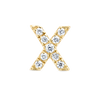 X Letter Natural Diamond Single Stud Earring Yellow Gold