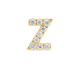 Z Letter Natural Diamond Single Stud Earring Yellow Gold