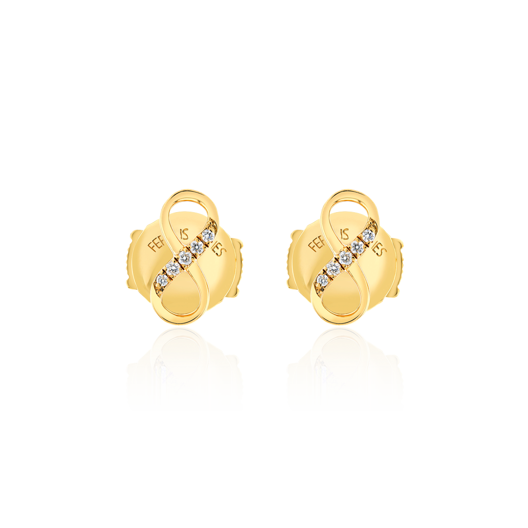 Infinity Natural Diamond Stud Earrings Yellow Gold