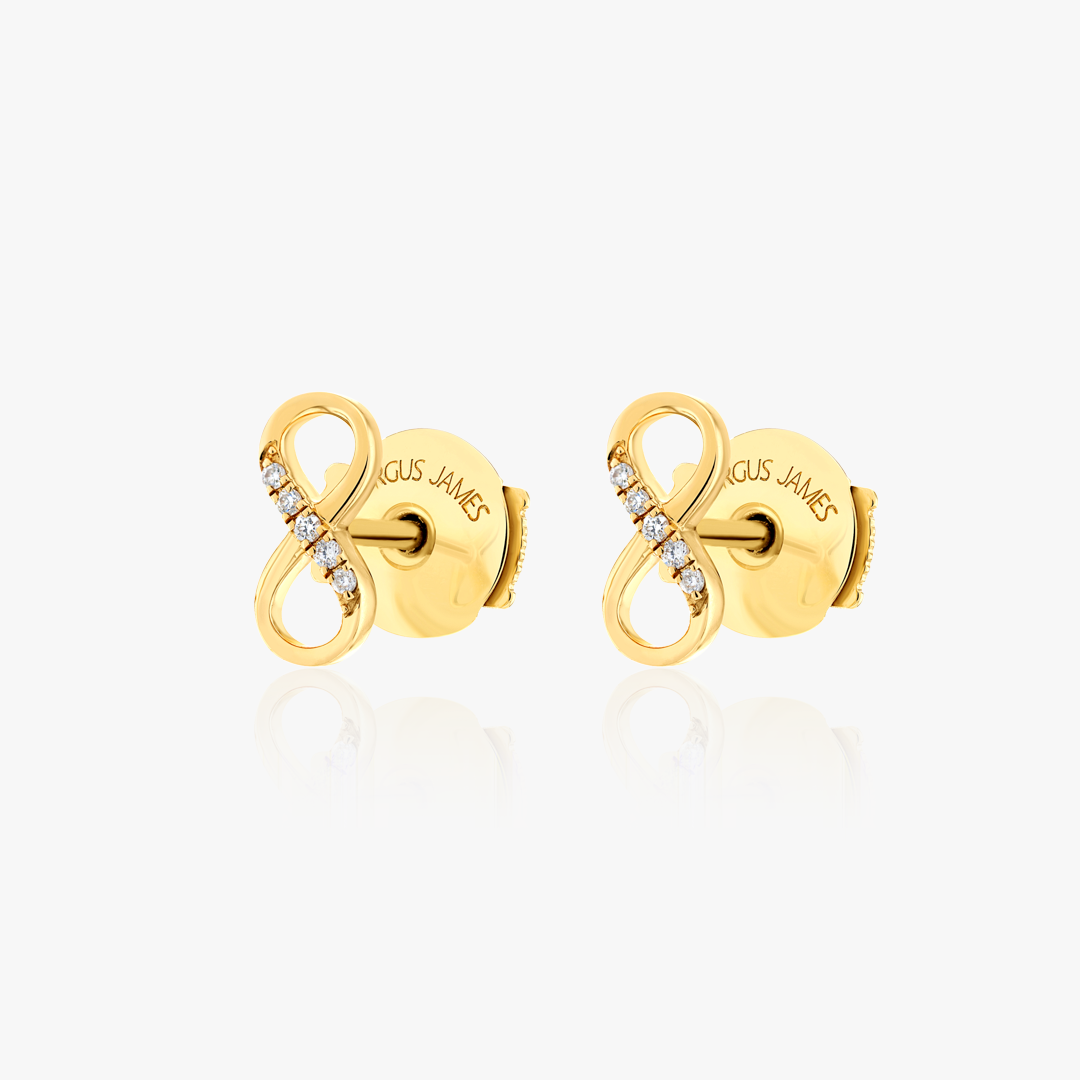 Infinity Natural Diamond Stud Earrings Yellow Gold