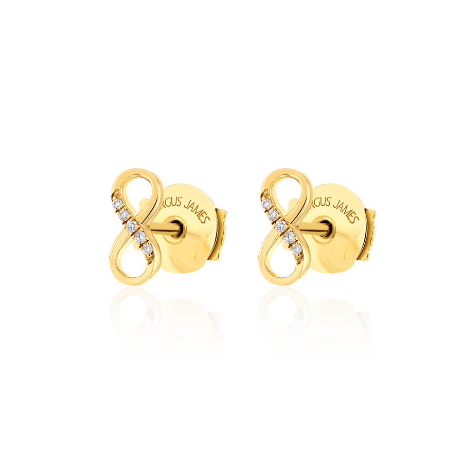 Infinity Natural Diamond Stud Earrings Yellow Gold