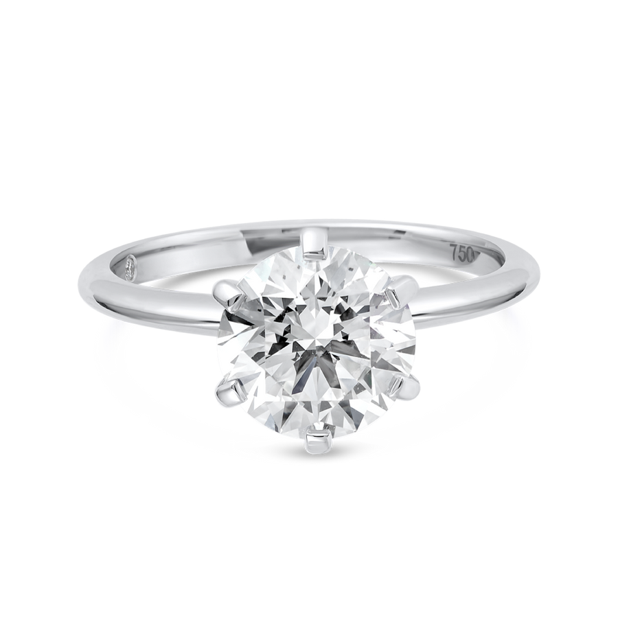 2 Carat Natural Round Knife-Edge Solitaire White Gold Ring