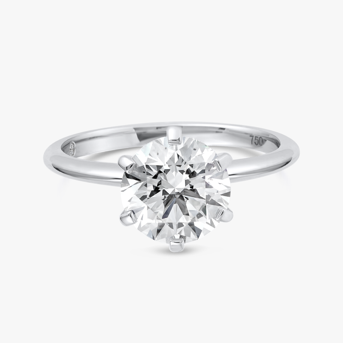 2 Carat Lab-Grown Round Knife-Edge Solitaire White Gold Ring