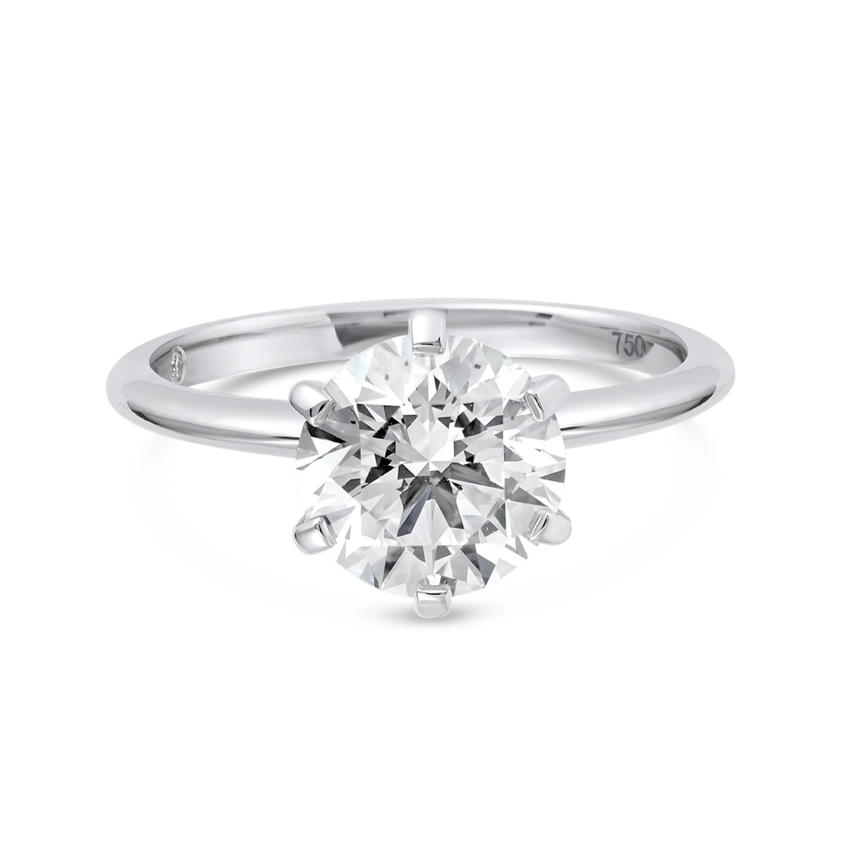 2 Carat Lab-Grown Round Knife-Edge Solitaire White Gold Ring