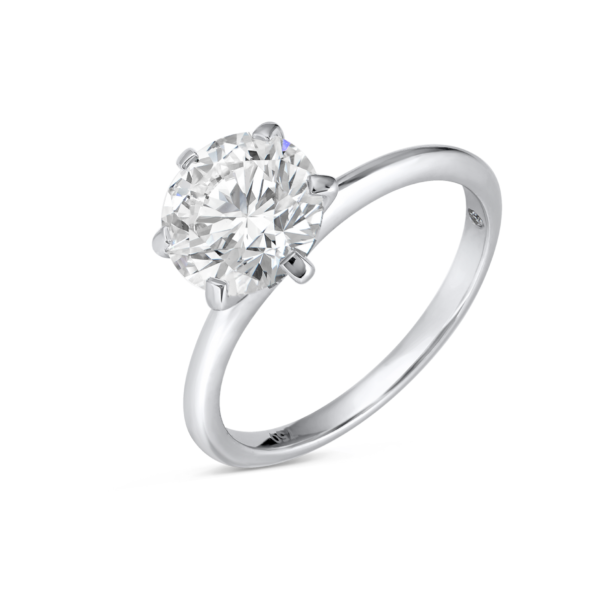 2 Carat Natural Round Knife-Edge Solitaire White Gold Ring