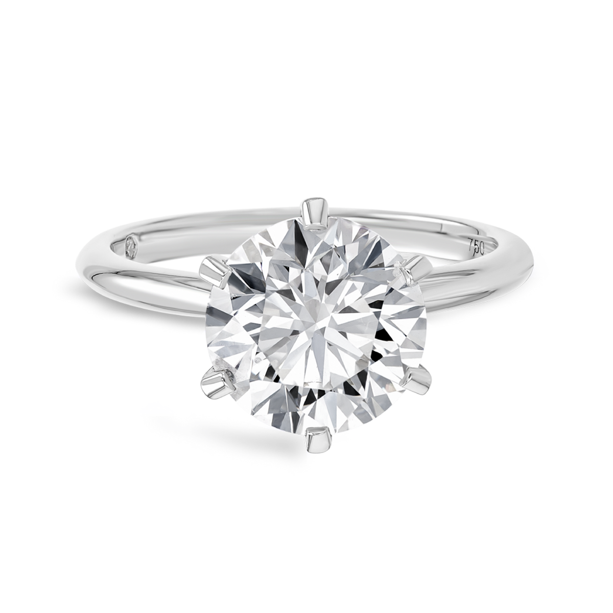 3 Carat Lab-Grown Round Knife-Edge Solitaire White Gold Ring