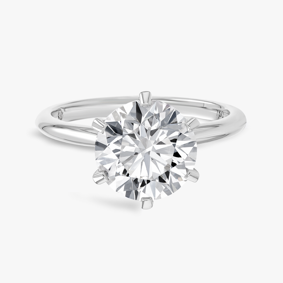 3 Carat Natural Round Knife-Edge Solitaire White Gold Ring