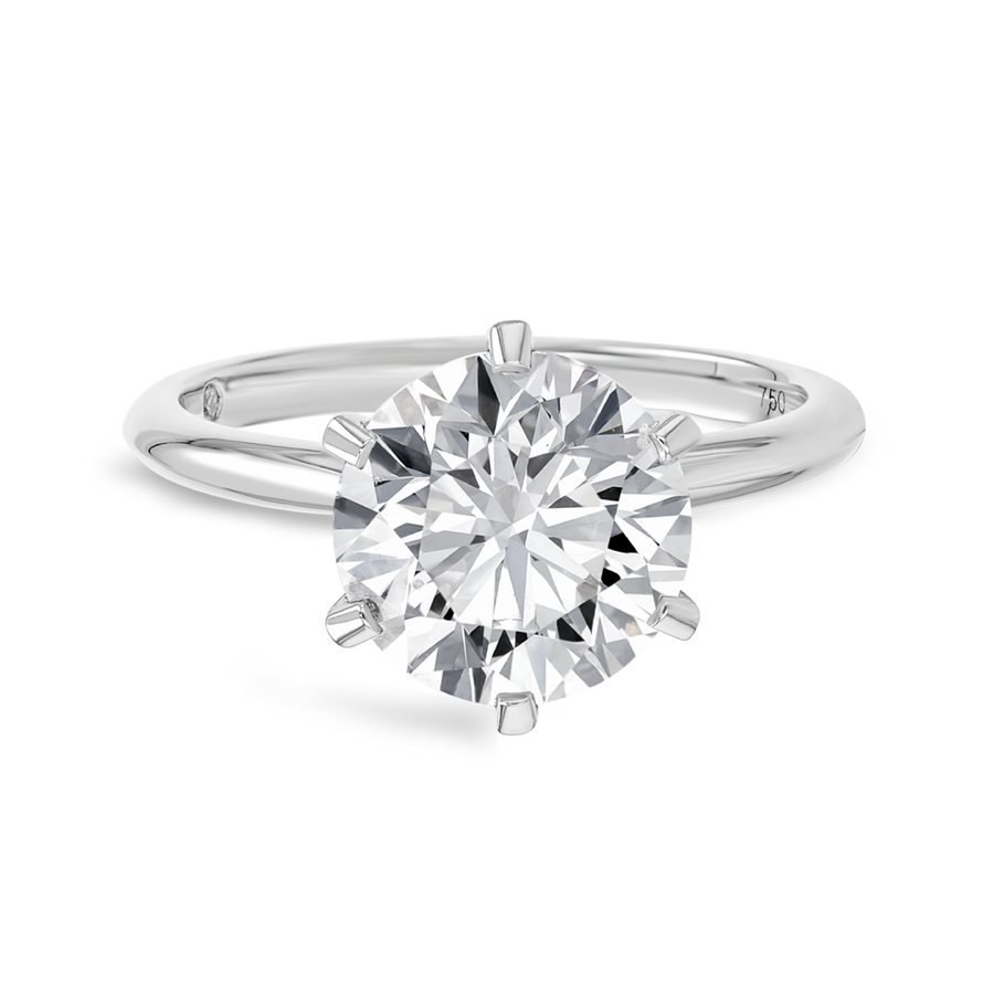 3 Carat Natural Round Knife-Edge Solitaire White Gold Ring