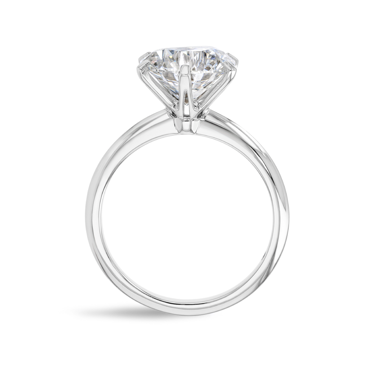 3 Carat Natural Round Knife-Edge Solitaire White Gold Ring